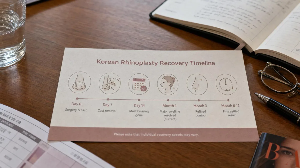 korean-rhinoplasty-1-month-recovery-foreign-patients-guide — иллюстрация